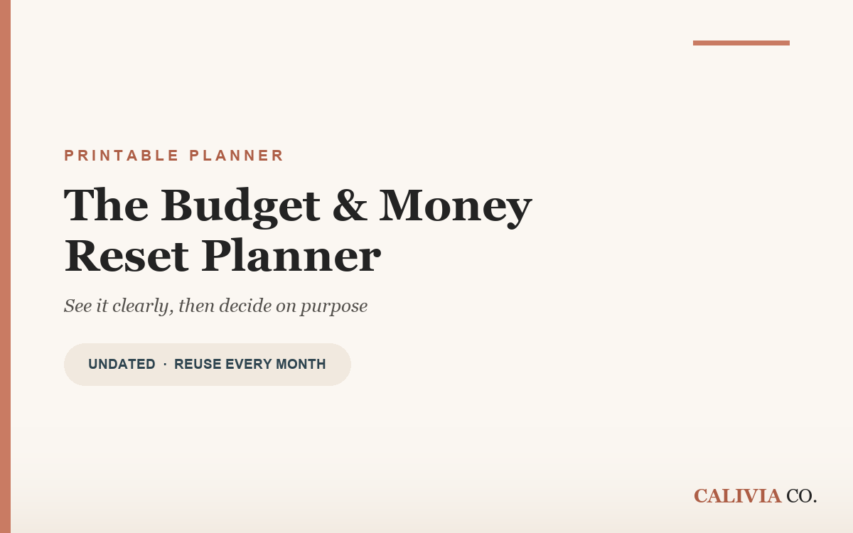 Cover of The Budget and Money Reset Planner