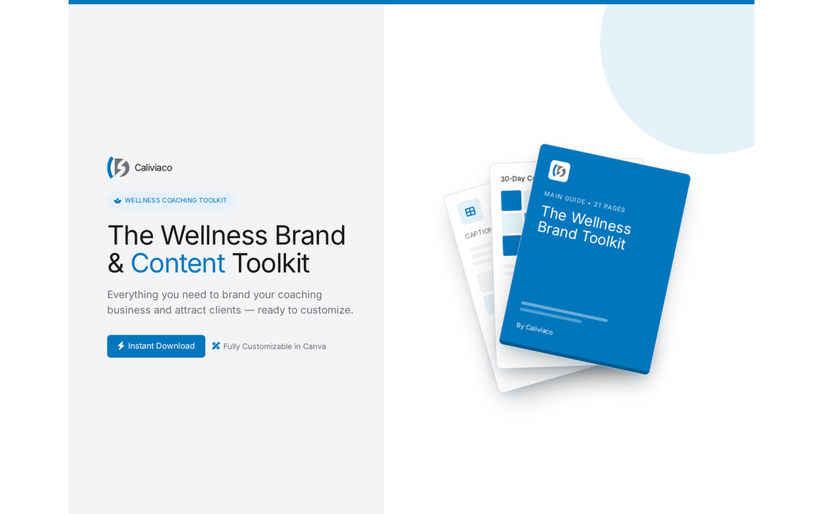Cover of The Wellness Brand and Content Toolkit, with the main guide and content templates fanned out